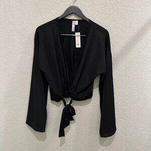 Francesca’s Women's Black Tie Down Top Size X-Large Nwt